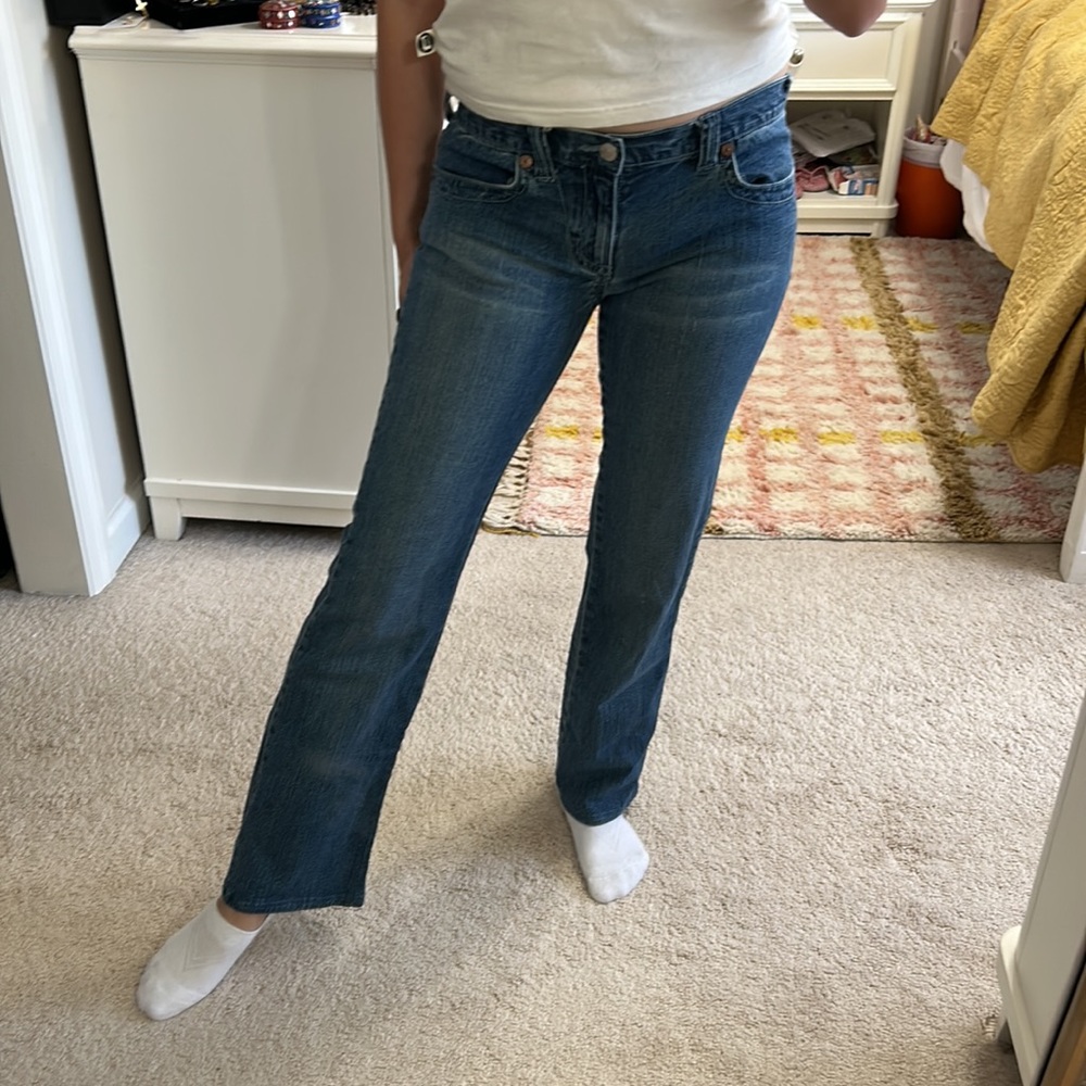 Y2K Bedazzled Jeans 4 Low Rise Metro Seven Bootcut Kick Flare Light Wash Bling